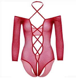 LEG AVENUE - BODY CROTHLESS CON ROSSO LUCIDO