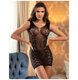 SUBBLIME - 952167 KURZER ELASTISCHER NETZ-KLEID SCHWARZ EINE GRÖSSE