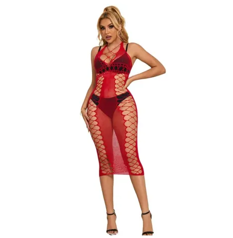 SUBBLIME - 952327 ROBE LONGUE RÉSEILLE ROUGE TAILLE UNIQUE