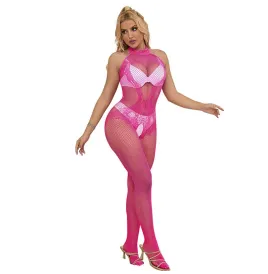 SUBBLIME - 952389 BODYSTOCKING MIT SCHNITTFREIEM NETZ UND SPITZE MIT HOHEM HALS EINE GRÖSSE