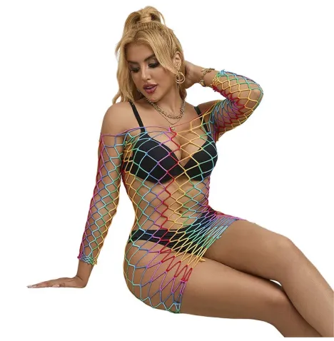 SUBBLIME - 952426 ROBE RÉSILLE MANCHES LONGUES ARC-EN-CIEL TAILLE UNIQUE