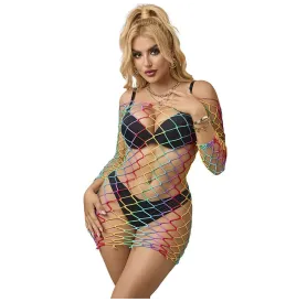SUBBLIME - 952426 ROBE RÉSILLE MANCHES LONGUES ARC-EN-CIEL TAILLE UNIQUE