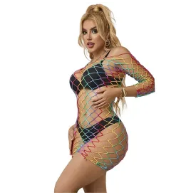 SUBBLIME - 952426 VESTITO A RETE MANICA LUNGA ARCOBALENO TAGLIA UNICA