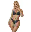 SUBBLIME - 952426 REGENBOGEN-KLEID MIT LANGEN RMELN UND NETZ EINE GRÖSSE SUBBLIME - 952426 REGENBOGEN-KLEID MIT LANGEN RMELN UND NETZ EINE GRÖSSE