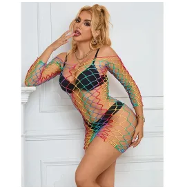 SUBBLIME - 952426 VESTITO A RETE MANICA LUNGA ARCOBALENO TAGLIA UNICA