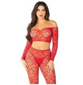 LEG AVENUE - CROP TOP BAS ROUGE TAILLE UNIQUE