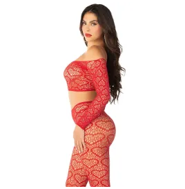 LEG AVENUE - CROP TOP STRÜMPFE ROT EINHEITSGRÖSSE