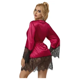 SUBBLIME - 953812 ELEGANTE CAMISON DE ENCAJE TANGA ROJO S-M