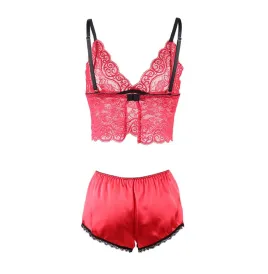 SUBBLIME - 953898 SET 3 PIEZAS ENCAJE Y SATEN ROJO S-M