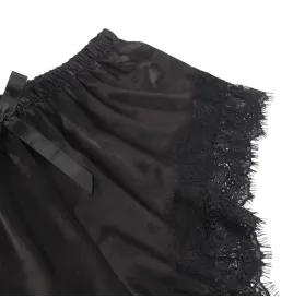 SUBBLIME - 953935 LÄSSIGE SEIDENNACHTHEMD SPITZENHOSE SCHWARZ S-M