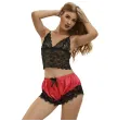 SUBBLIME - 953959 LÄSSIGE SEIDENNACHTHEMD SPITZENHOSE SCHWARZ-ROT S-M SUBBLIME - 953959 LÄSSIGE SEIDENNACHTHEMD SPITZENHOSE SCHWARZ-ROT S-M
