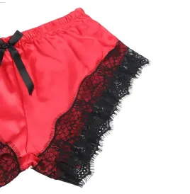 SUBBLIME - 953959 PIJAMA SEXY SATEN Y ENCAJE NEGRO-ROJO S-M
