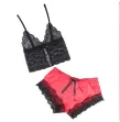 SUBBLIME - 953966 CHEMISE DE NUIT DÉCONTRACTÉE EN SOIE PANTALON EN DENTELLE NOIR-ROUGE L-XL SUBBLIME - 953966 CHEMISE DE NUIT DÉCONTRACTÉE EN SOIE PANTALON EN DENTELLE NOIR-ROUGE L-XL