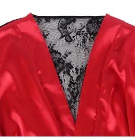 SUBBLIME - 954024 SPITZEN-UNTERHEMD MIT TRANSPARENTEM RÜCKEN UND STRING, ROT-SCHWARZ, L-XL