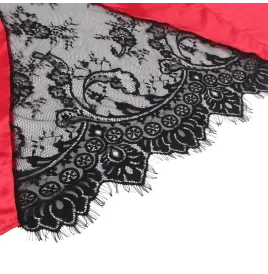SUBBLIME - 954024 CARACO DOS TRANSPARENT EN DENTELLE STRING ROUGE-NOIR L-XL