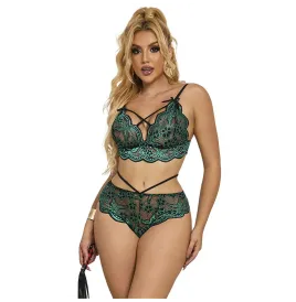 SUBBLIME - 954086 BRA PANTIES LACE GREEN S-M