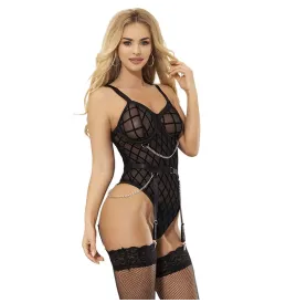 SUBBLIME - 9542277 BODY WITH CHAINS GARTER BELT BLACK L-XL