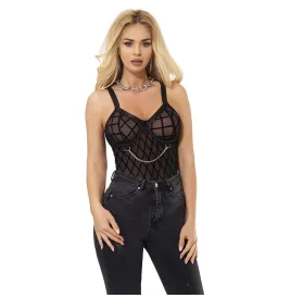 SUBBLIME - 9542277 BODY AVEC CHAÎNES PORTE-JARRETELLES NOIR L-XL