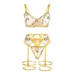 SUBBLIME - 954352 SUJETADOR TANGA LIGUEROS DISEÑO FLORAL AMARILLO L-XL