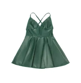 SUBBLIME - 955441 ABITO CON SPALLINE IN PELLE VERDE L-XL