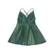 SUBBLIME - 955441 ABITO CON SPALLINE IN PELLE VERDE L-XL SUBBLIME - 955441 ABITO CON SPALLINE IN PELLE VERDE L-XL