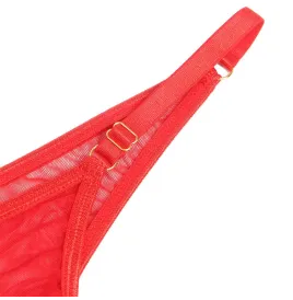 SUBBLIME - 955526 CONJUNTO SUJETADOR CON CADENAS Y CORAZÓN DE MALLA ROJO L-XL
