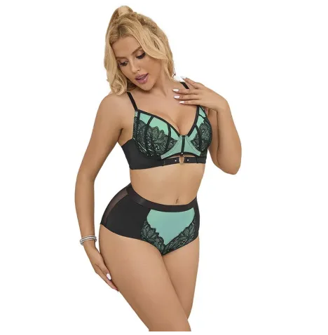 SUBBLIME - 955564 CONJUNTO SUJETADOR CON CREMALLERA DE MALLA DE CHAROL VERDE L-XL