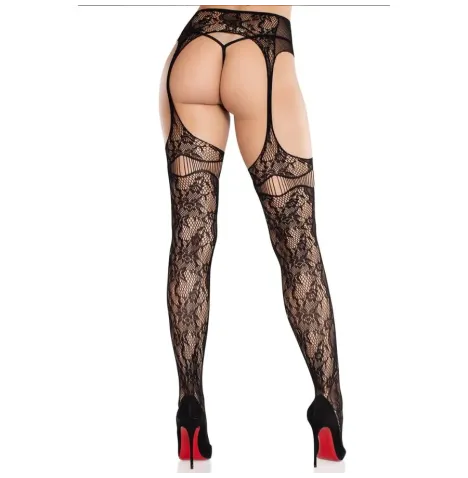 LEG AVENUE - CALZE IN PIZZO CON GIARRETTIERE NERE
