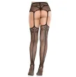 LEG AVENUE - CALZE IN PIZZO CON CROCE E CINTURA REGGICALZE NERE LEG AVENUE - CALZE IN PIZZO CON CROCE E CINTURA REGGICALZE NERE