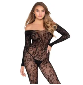 LEG AVENUE - 89366 LACE LINGERIE BODYSTOCKING BLACK - ONE SIZE