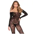 LEG AVENUE - 89366 BODYSTOCKING DE LENCERÍA DE ENCAJE NEGRO - TALLA ÚNICA LEG AVENUE - 89366 BODYSTOCKING DE LENCERÍA DE ENCAJE NEGRO - TALLA ÚNICA