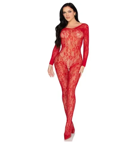 LEG AVENUE - 89366 SPITZEN-DESSOUS-BODYSTOCKING, ROT - EINHEITSGRÖSSE