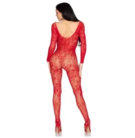 LEG AVENUE - 89366 LINGERIE EN DENTELLE BODYSTOCKING ROUGE - TAILLE UNIQUE