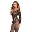 LEG AVENUE - 89369 COMBINAISON EN RÉSILLE ET DENTELLE NOIRE - TAILLE UNIQUE LEG AVENUE - 89369 COMBINAISON EN RÉSILLE ET DENTELLE NOIRE - TAILLE UNIQUE