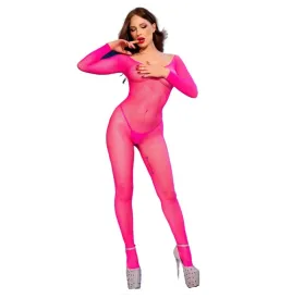CHILIROSE - CR 4894 BODYSTOCKING IN RETE ROSA NEON S-M