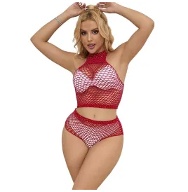 SUBBLIME - 952402 FISHNET SET WITH PINK DIAMONDS ONE SIZE