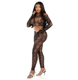 LEG AVENUE - 89373 HAUT COURT EN PYTHON ET COLLANTS SANS PIEDS NOIRS - TAILLE UNIQUE