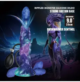 POWER MONSTERS - DUSKWALKER SENTINEL TRICOLOR DILDO GONFIABILE IN SILICONE FANTASY 23 CM Ø 5 CM