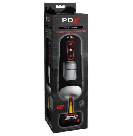 PDX ELITE - MASTURBATEUR AUTOMATIQUE MILK ME HOTTER AVEC VIBRATION À EFFET DE POUSSÉE ET DE CHALEUR