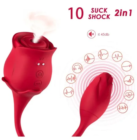 ARMONY - VIBRATORE E SUCCHIATORE CLITORIDE ROSA 10 MODALITÀ ROSSO