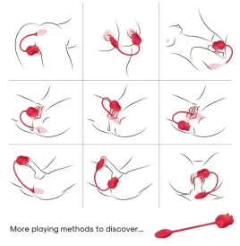 ARMONY - STIMOLATORE E VIBRATORE ROSA 2 IN 1 CON ASPIRAZIONE E CODA ROSSA 10 MODALITÀ