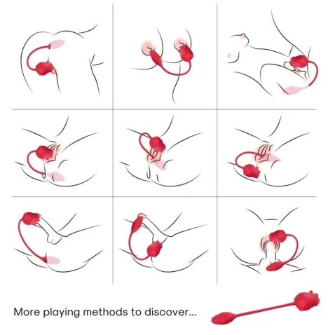 ARMONY - PINK 2 IN 1 SUCTION STIMULATOR and VIBRATOR 10 MODES WITH RED TAIL