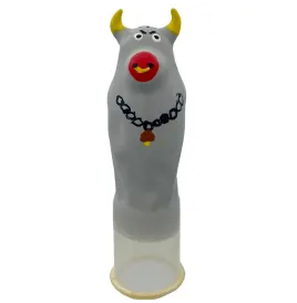 CONDOMERIE - HANDPAINTED NOVELTY CONDOMS GREY BULL MODEL XL
