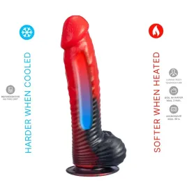 SILEXD - DEVIL DILDO FANTASY LIQUID SILICONE THERMOREACTIVE RED BLACK 20.3 CM