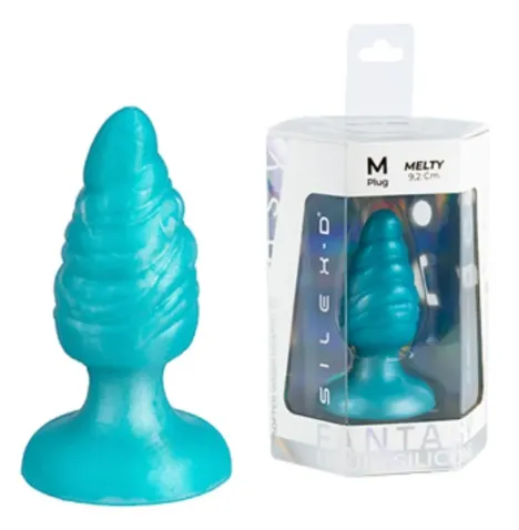 SILEXD - MELTY PLUG ANAL FANTASY SILICONE LIQUIDE THERMOREACTIVE BLEU CÉLESTE 9,2 CM