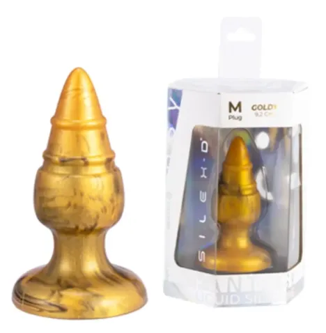 SILEXD - GOLDY PLUG ANAL FANTASY SILICONA LIQUIDA TERMOREACTIVO ORO 9.2 CM