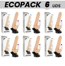 ECOPACK 6 EINHEITEN - BASECOCK REALISTISCHER VIBRATOR MIT FERNBEDIENUNG NATÜRLICH MIT HODEN 19.5 CM -O- 4 CM