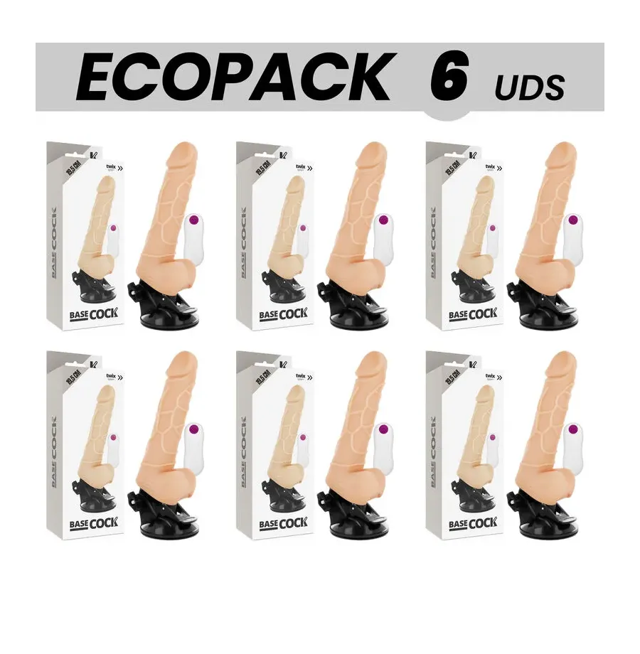 ECOPACK 6 UNIT - BASECOCK VIBRATORE REALISTICO TELECOMANDO NATURALE CON TESTICOLI 19.5 CM -O- 4 CM ECOPACK 6 UNIT - BASECOCK VIBRATORE REALISTICO TELECOMANDO NATURALE CON TESTICOLI 19.5 CM -O- 4 CM