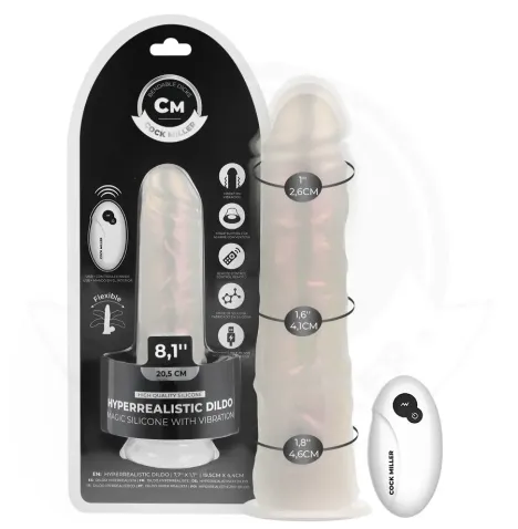 COCK MILLER - DILDO SILICONA 20,5 CM , LUCES Y VIBRACIÓN CON CONTROL REMOTO