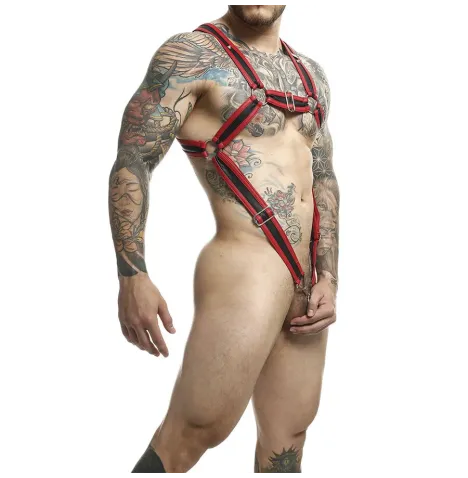 MOB - DNGEON RED CROSSED PENIS HARNESS ONE SIZE